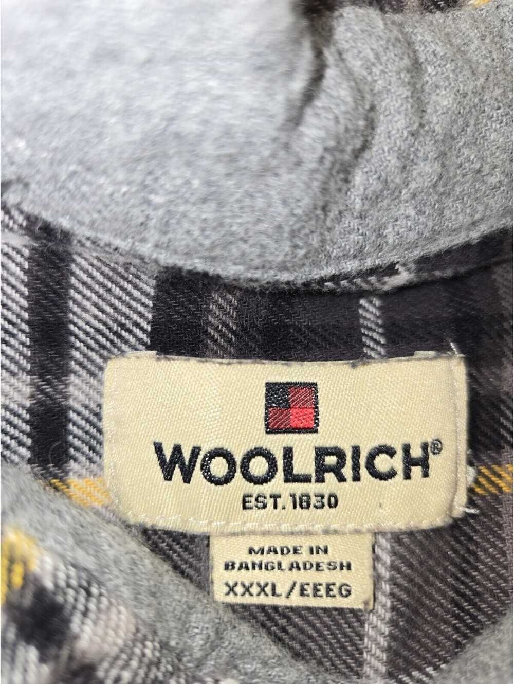 woolrich flannel shirt Mens Sz XXXL Button Down Chest Pocket Black Gray Gold...